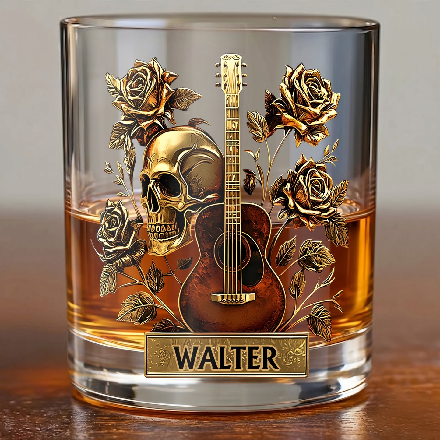 Personalized Guitar Whiskey Glass - Custom Rock Music Gift