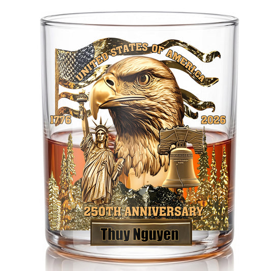 Personalized 250th Anniversary Whiskey Glass - Custom US Gift