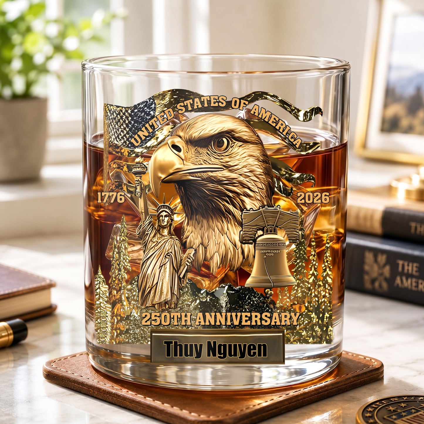 Personalized 250th Anniversary Whiskey Glass - Custom US Gift