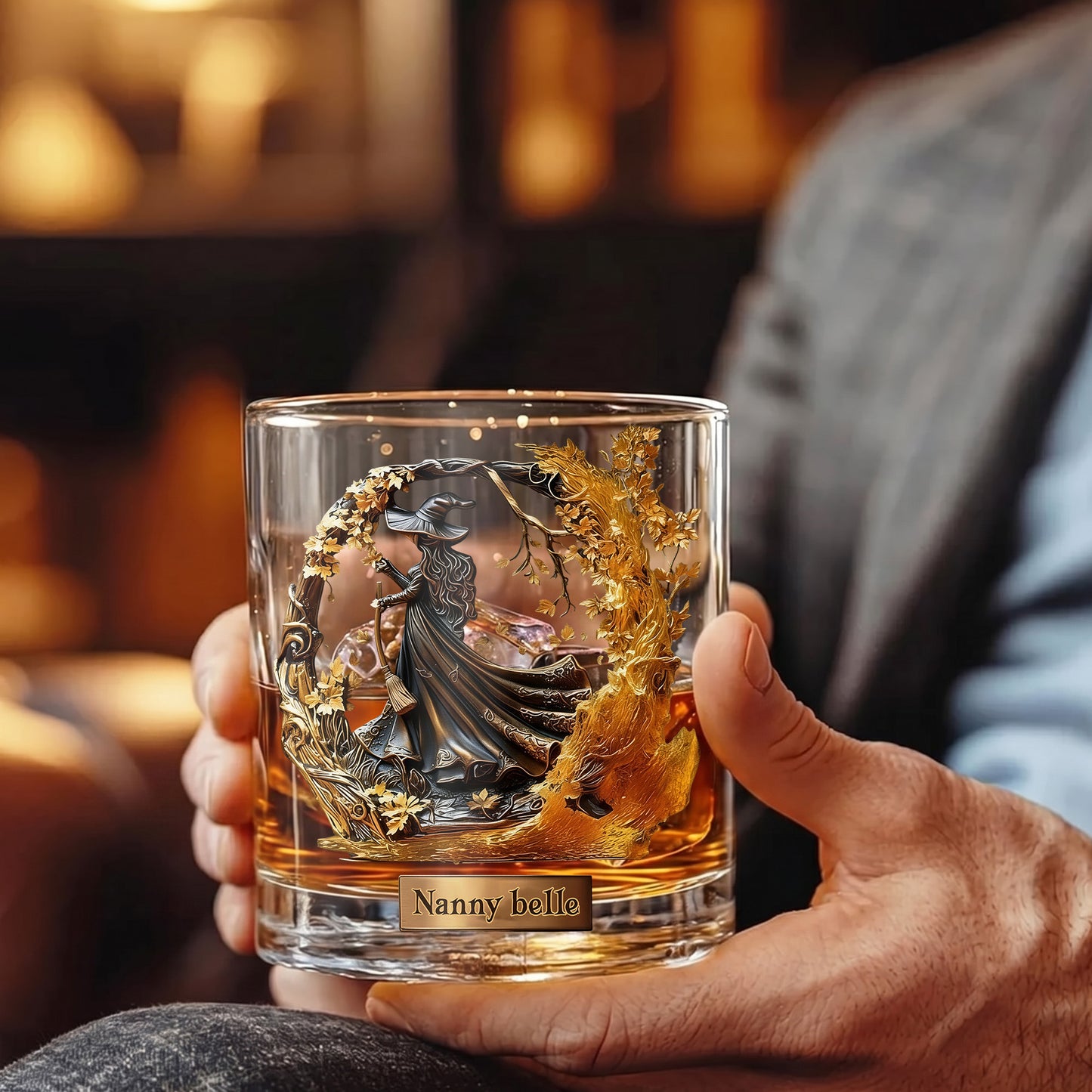 Personalized Witch Whiskey Glass - Custom Fantasy Halloween Gift