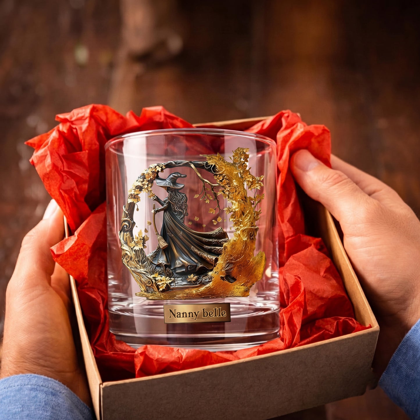 Personalized Witch Whiskey Glass - Custom Fantasy Halloween Gift