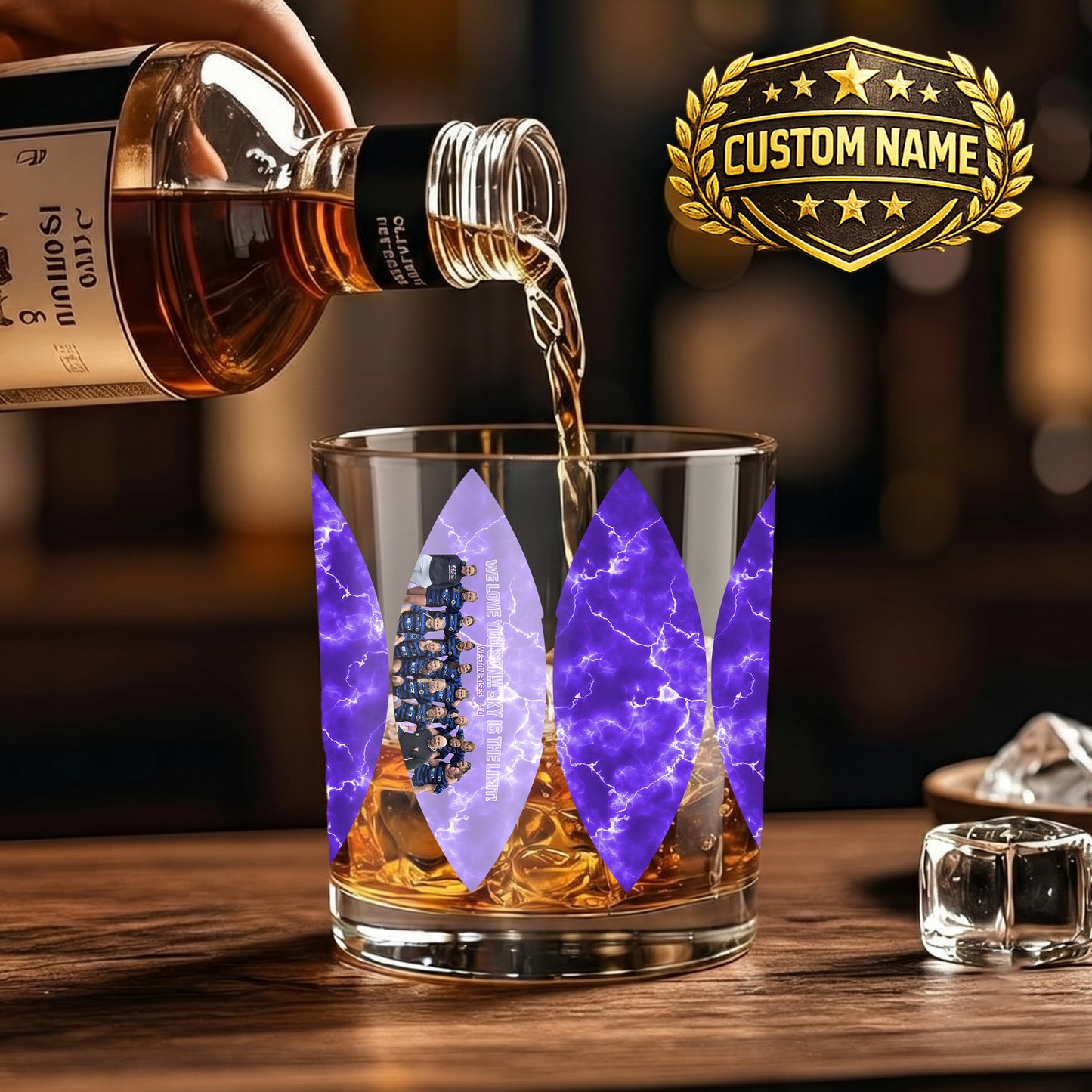 Personalized Photo Whiskey Glass - Custom Team & Sports Gift