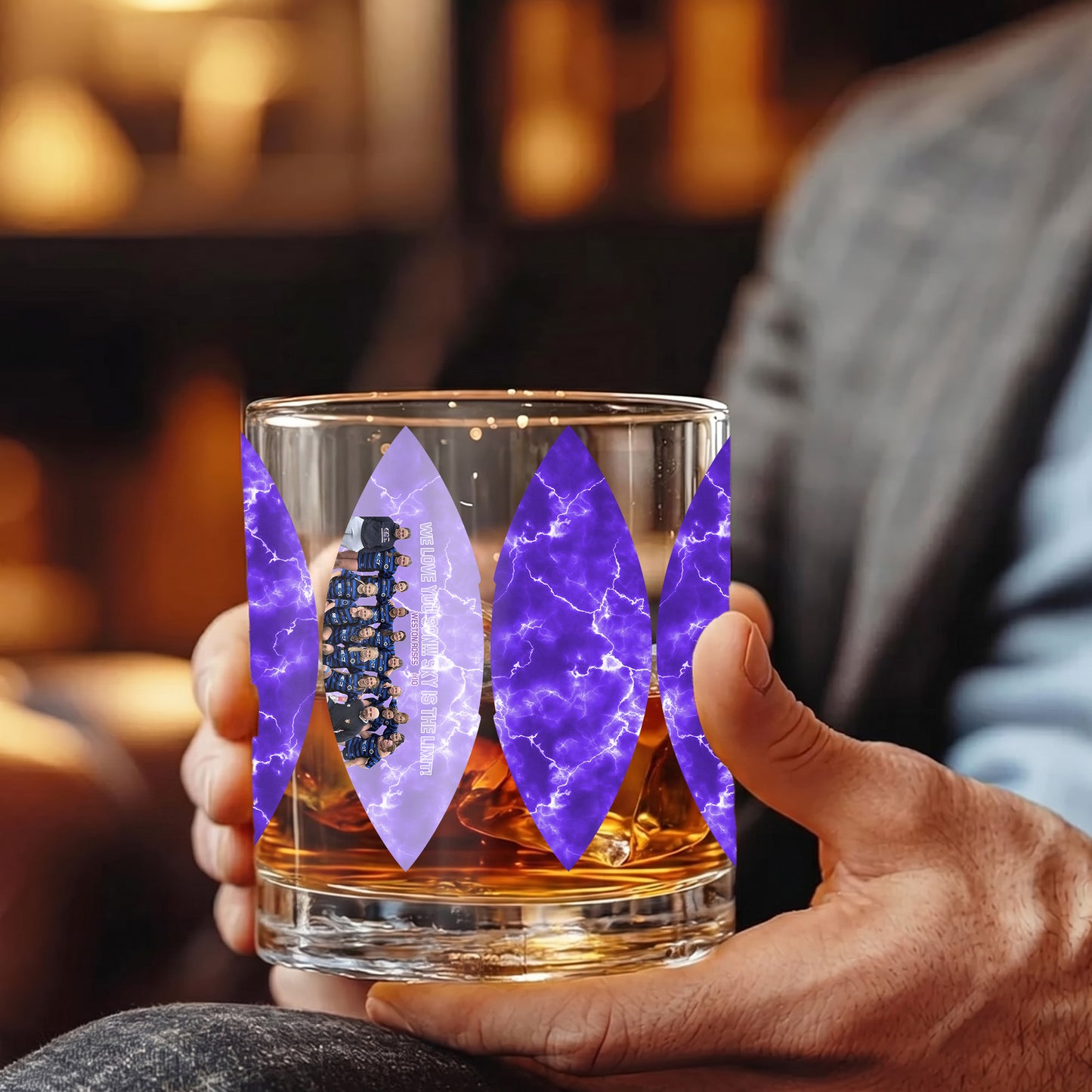 Personalized Photo Whiskey Glass - Custom Team & Sports Gift
