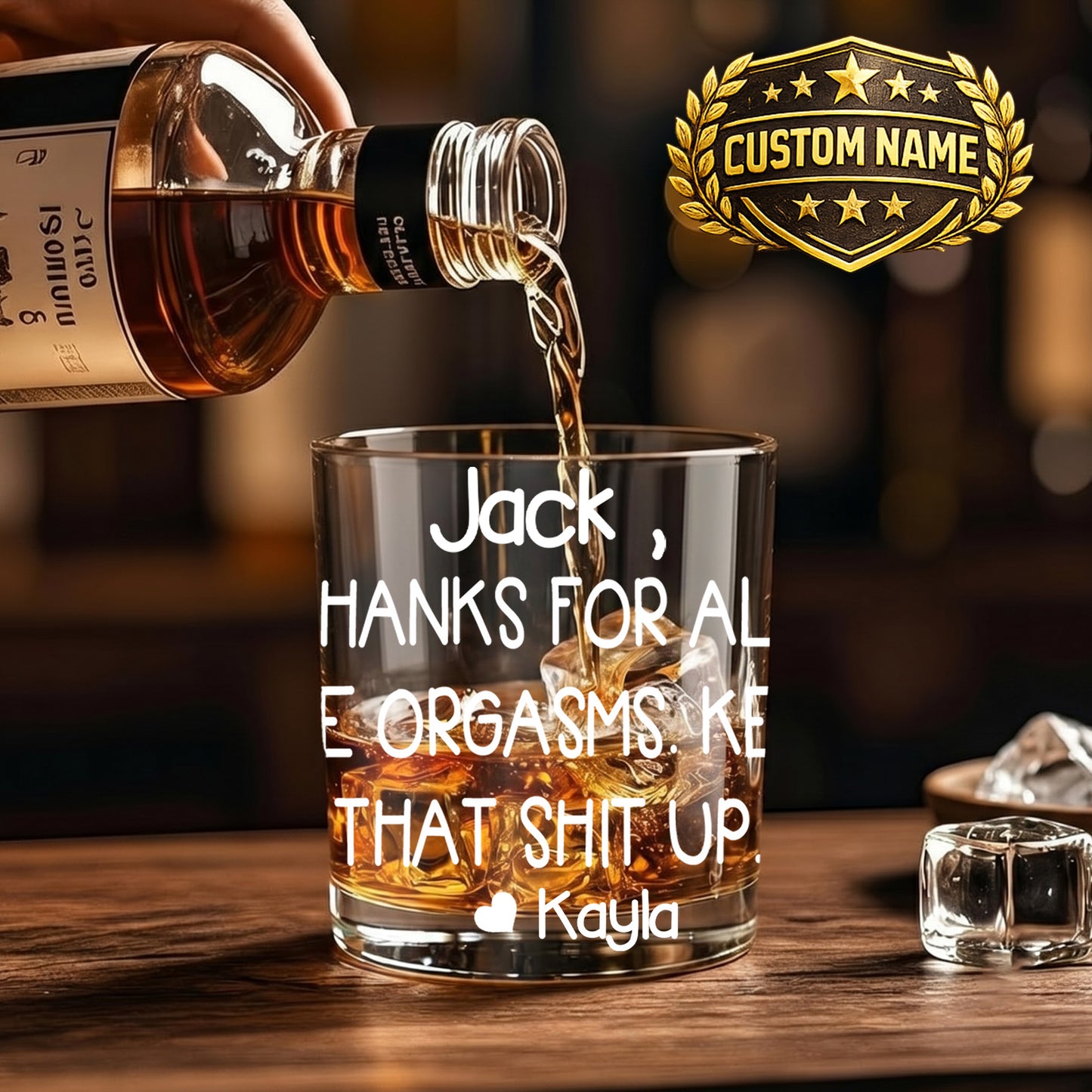 Personalized Funny Whiskey Glass - Custom Novelty Gag Gift