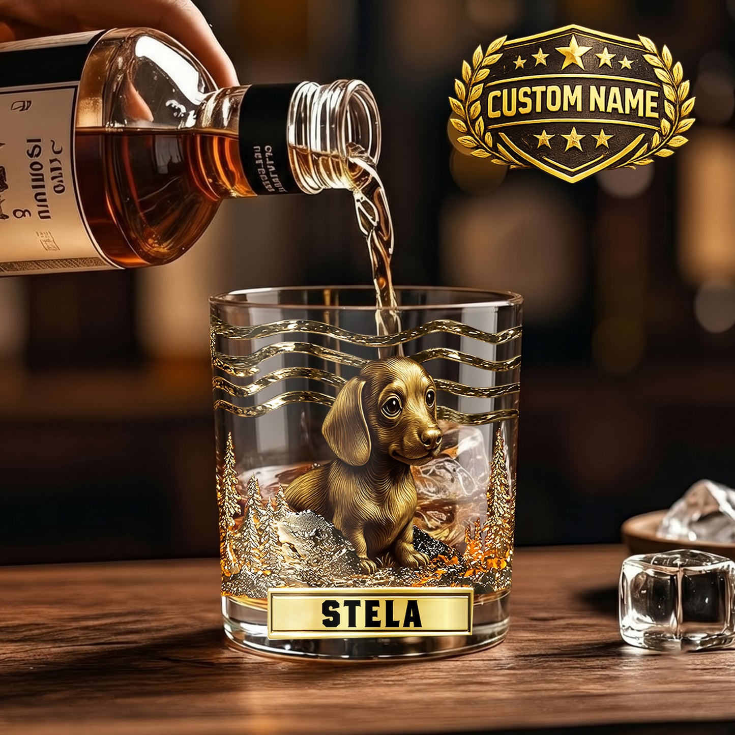 Personalized Dachshund Whiskey Glass - Custom Dog Lover Gift