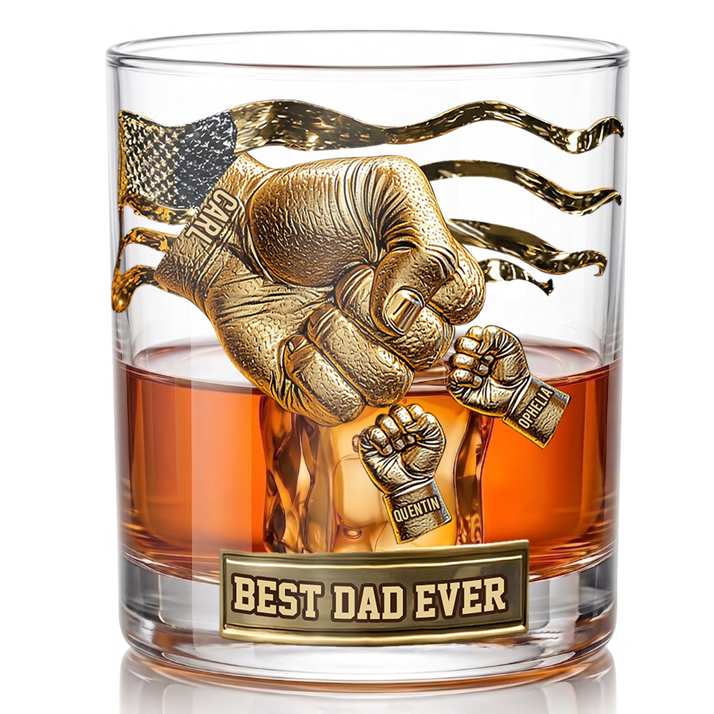 Personalized Fist Bump Whiskey Glass - Custom Dad & Kids Gift