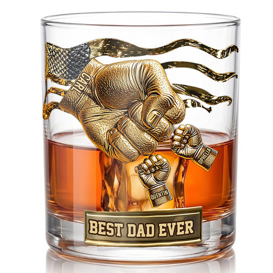 Personalized Fist Bump Whiskey Glass - Custom Dad & Kids Gift