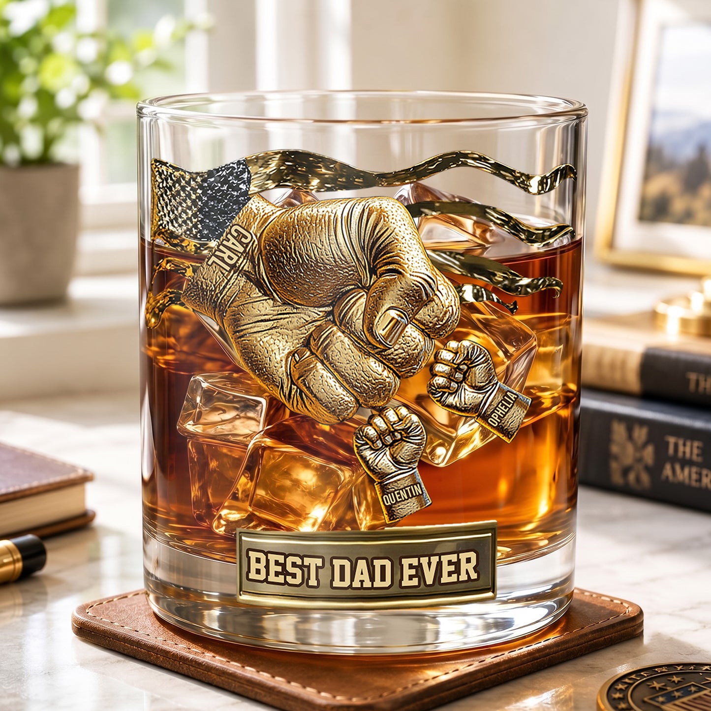Personalized Fist Bump Whiskey Glass - Custom Dad & Kids Gift