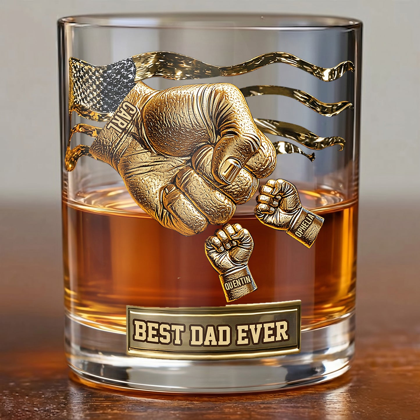 Personalized Fist Bump Whiskey Glass - Custom Dad & Kids Gift