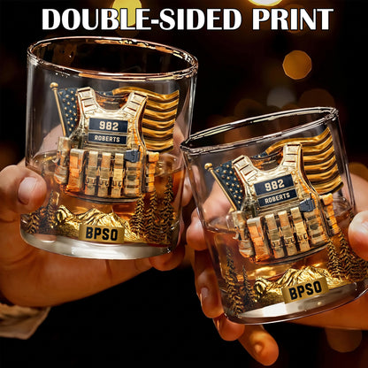 Personalized Tactical Vest Whiskey Glass - Custom Officer Gift