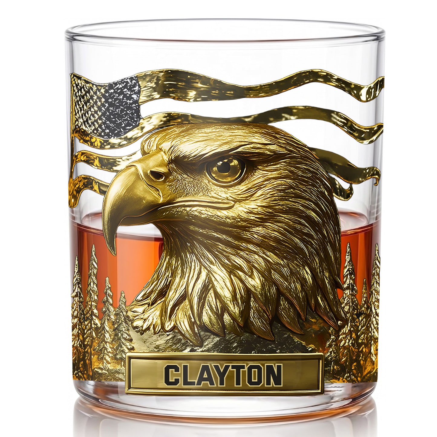 Personalized Bald Eagle Whiskey Glass - Custom Patriotic Gift