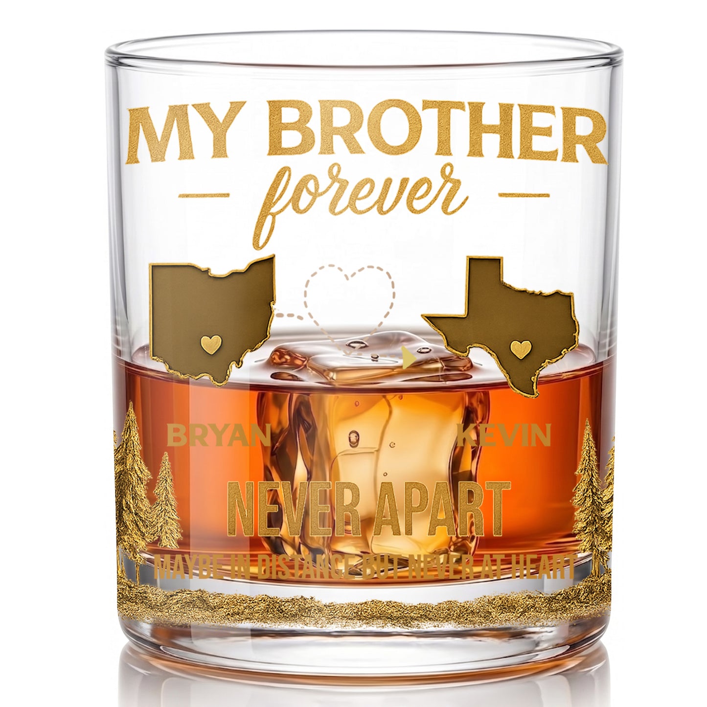 Personalized Long Distance Whiskey Glass - Custom Brother Gift