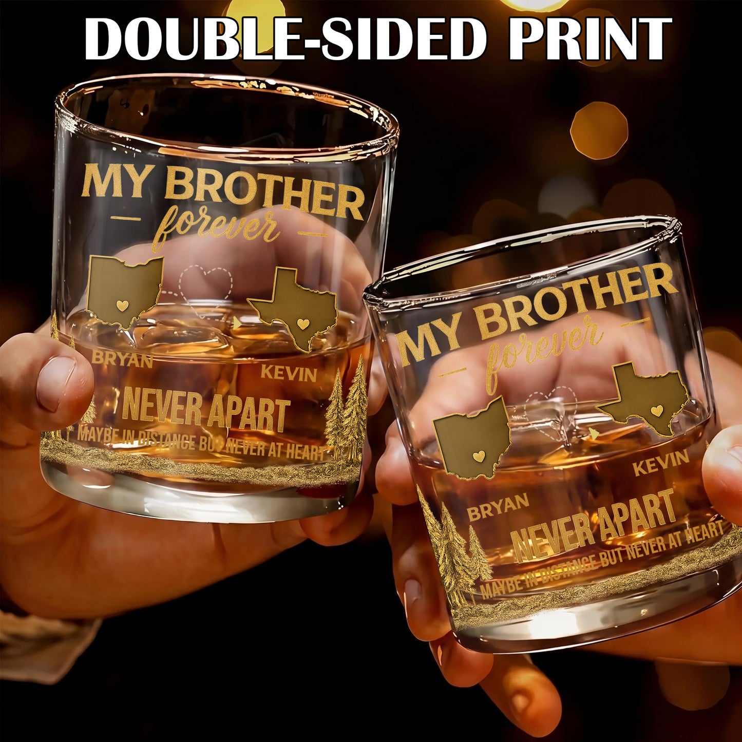 Personalized Long Distance Whiskey Glass - Custom Brother Gift