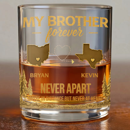 Personalized Long Distance Whiskey Glass - Custom Brother Gift