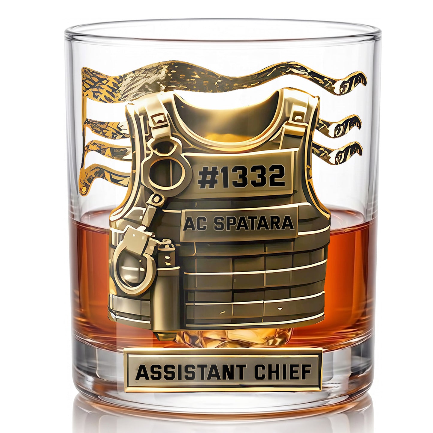 Personalized Law Enforcement Whiskey Glass - Custom Officer Gift