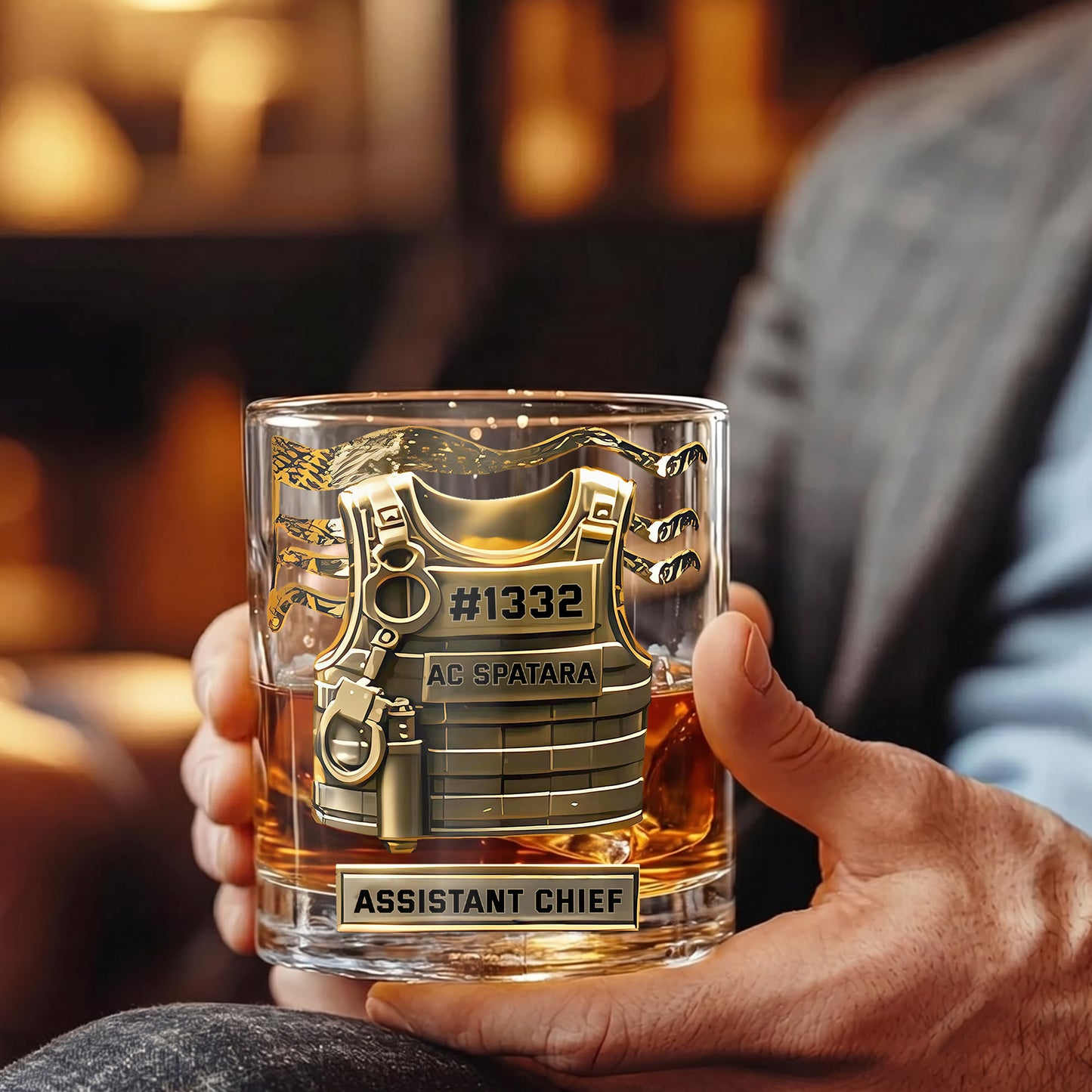 Personalized Law Enforcement Whiskey Glass - Custom Officer Gift