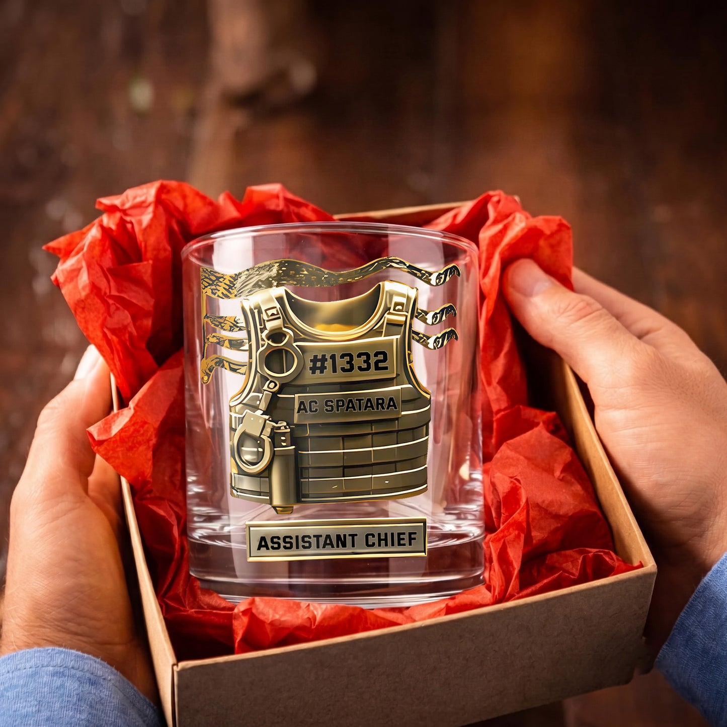 Personalized Law Enforcement Whiskey Glass - Custom Officer Gift