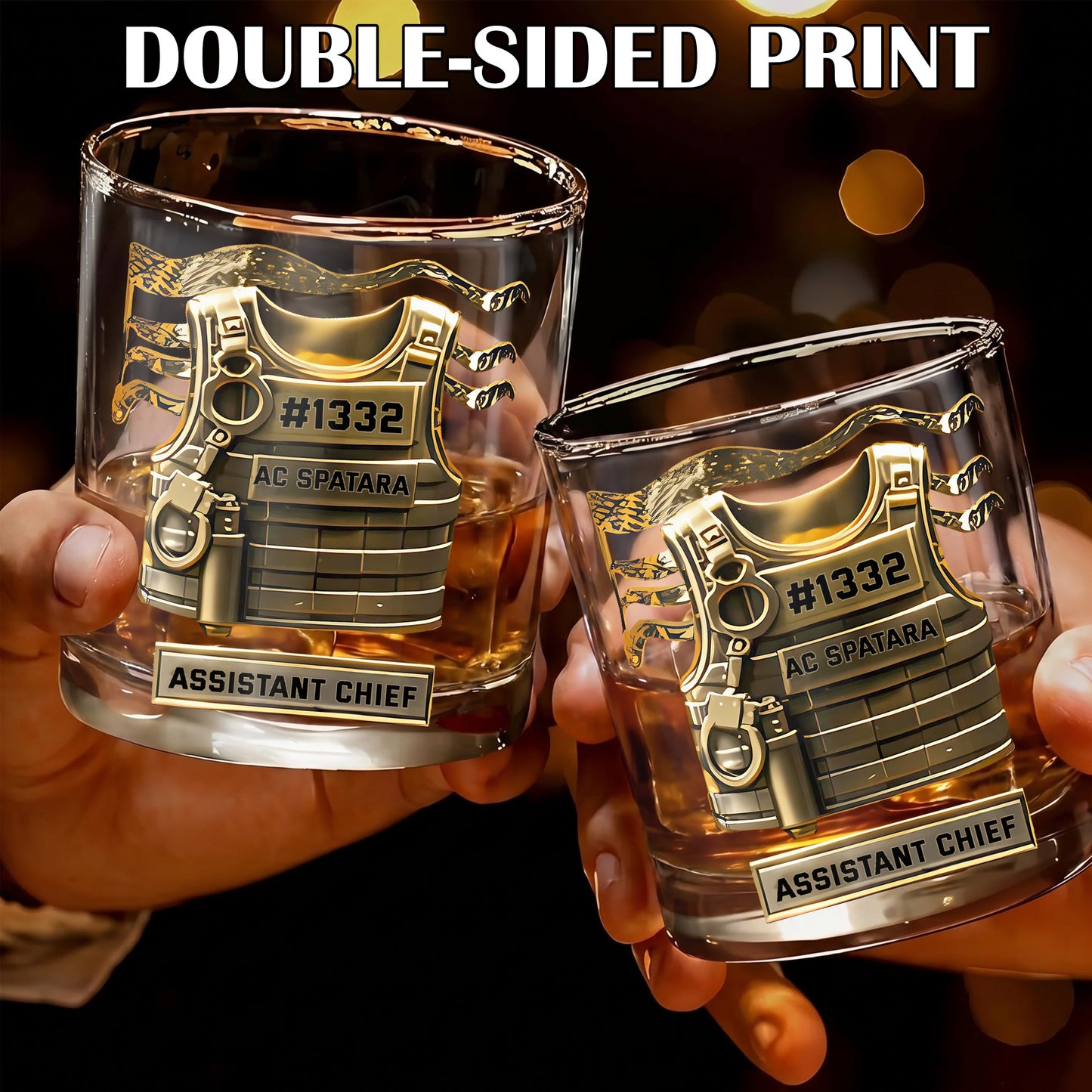Personalized Law Enforcement Whiskey Glass - Custom Officer Gift
