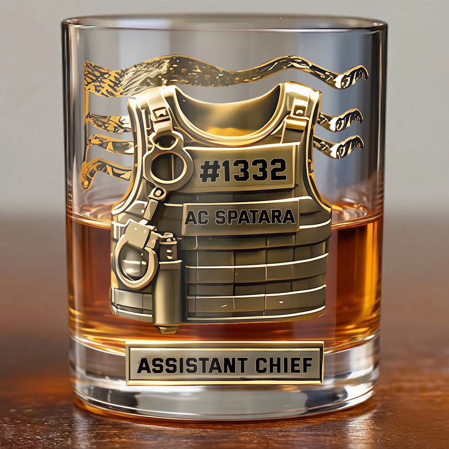 Personalized Law Enforcement Whiskey Glass - Custom Officer Gift