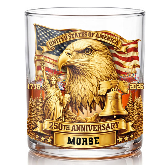 Personalized 250th Anniversary Whiskey Glass - Custom US Gift