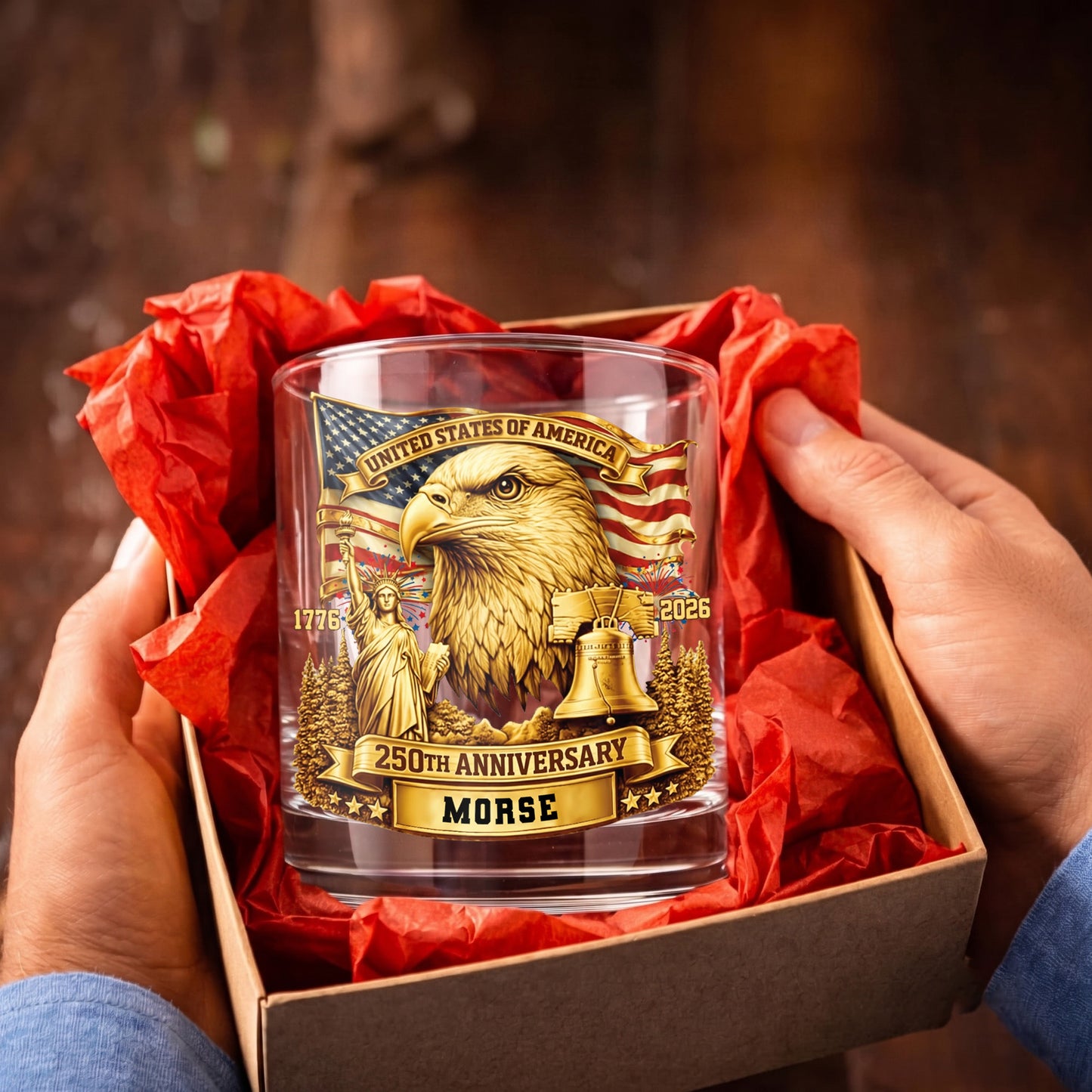 Personalized 250th Anniversary Whiskey Glass - Custom US Gift