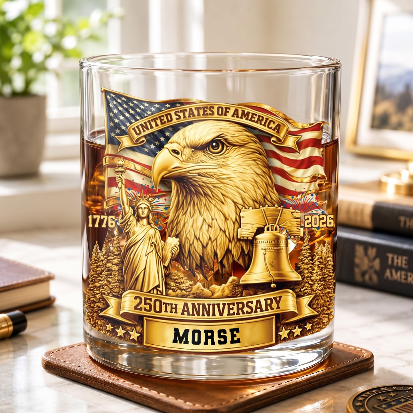 Personalized 250th Anniversary Whiskey Glass - Custom US Gift
