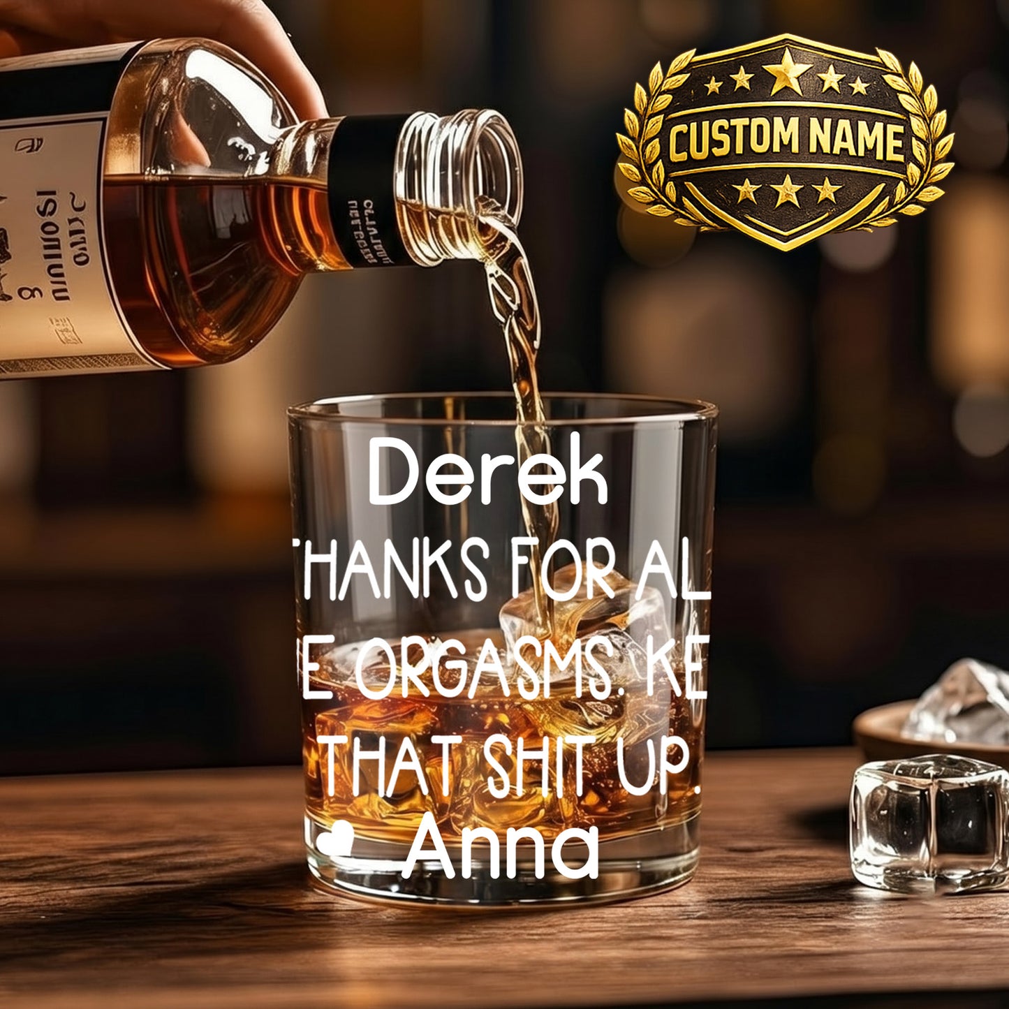 Personalized Funny Whiskey Glass - Custom Novelty Gag Gift