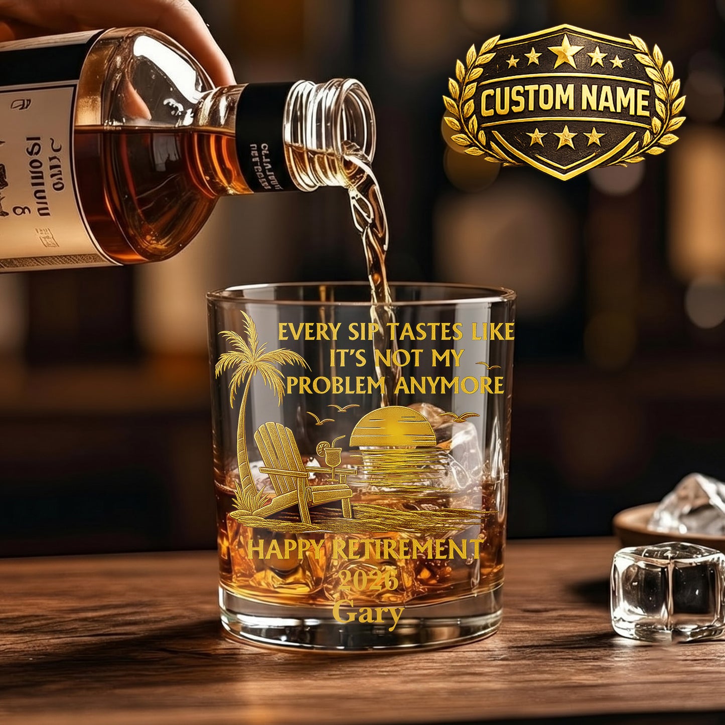 Personalized Retirement Whiskey Glass - Custom Farewell Gift