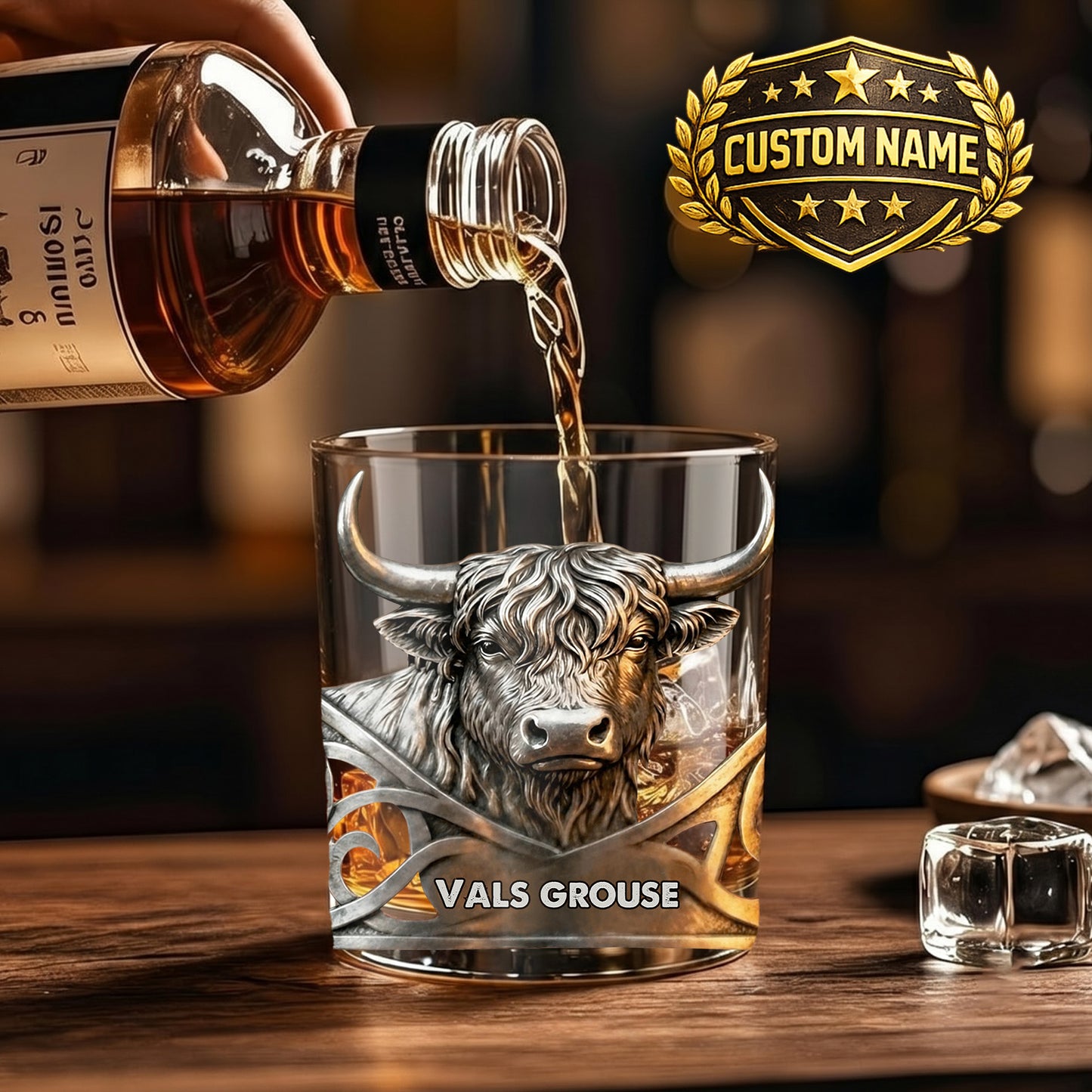 Personalized Highland Cow Whiskey Glass - Custom Bull Farm Gift
