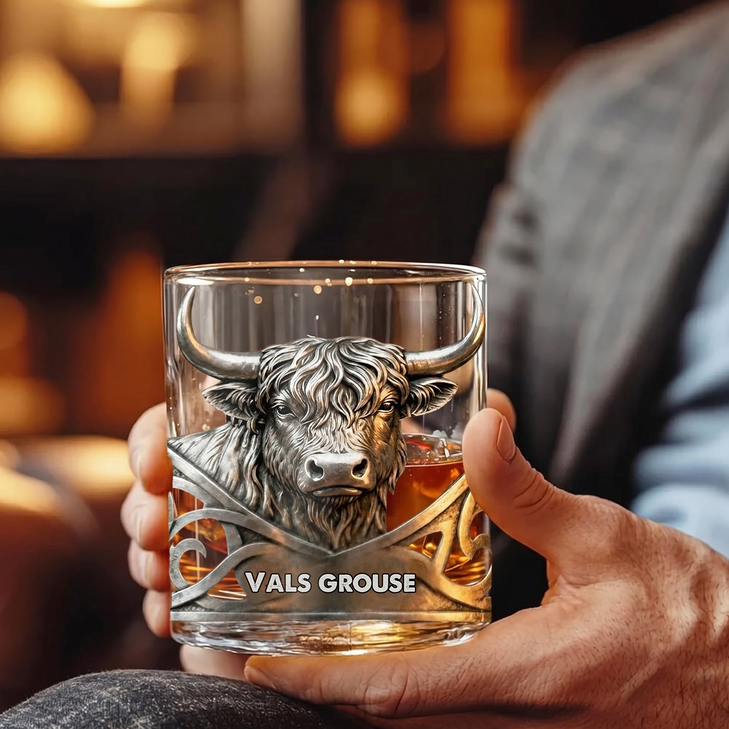 Personalized Highland Cow Whiskey Glass - Custom Bull Farm Gift
