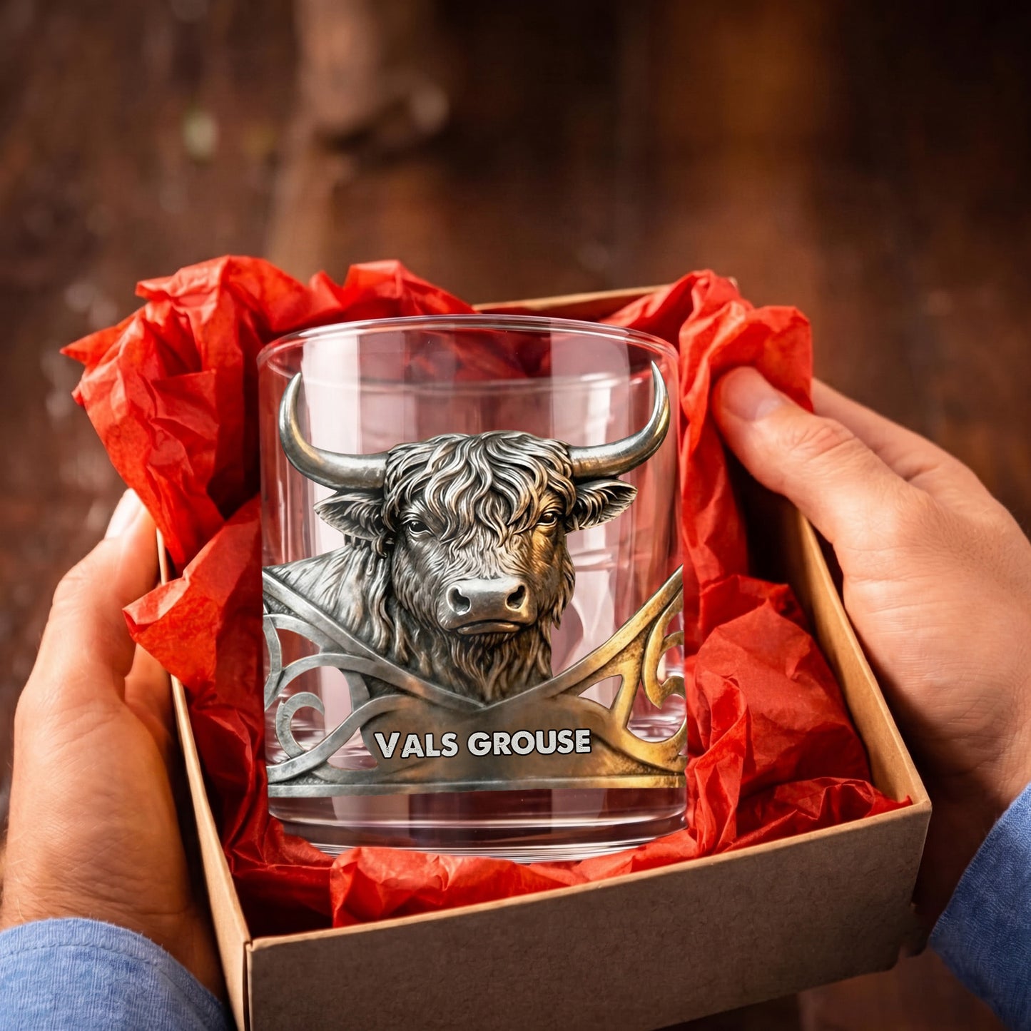 Personalized Highland Cow Whiskey Glass - Custom Bull Farm Gift