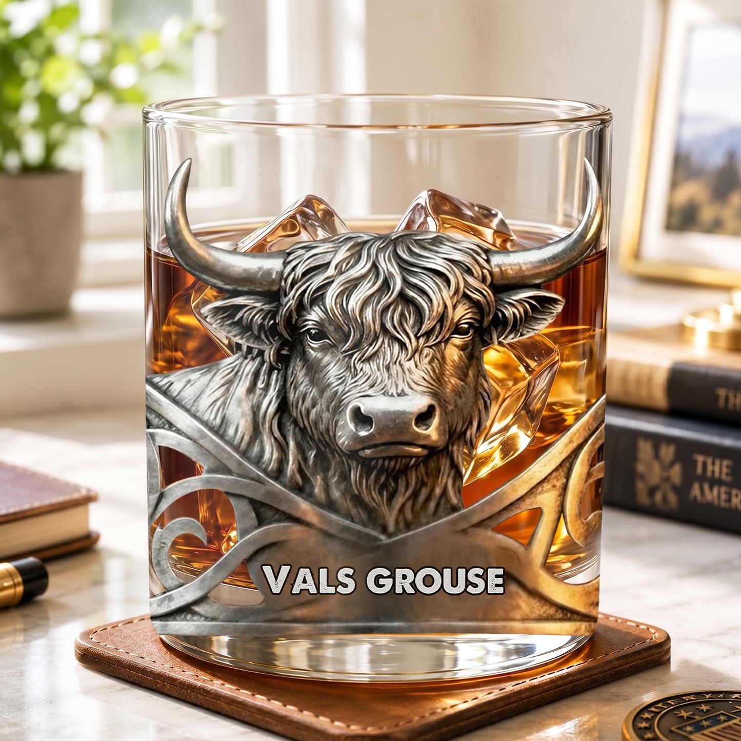 Personalized Highland Cow Whiskey Glass - Custom Bull Farm Gift