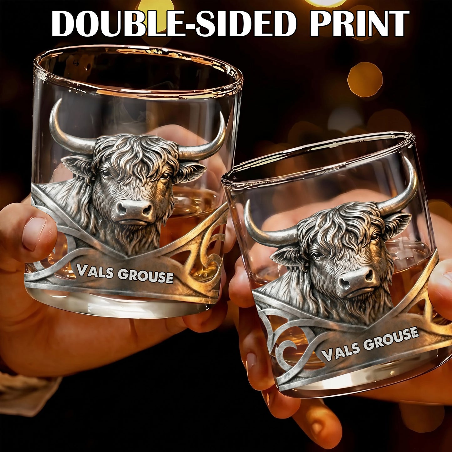 Personalized Highland Cow Whiskey Glass - Custom Bull Farm Gift