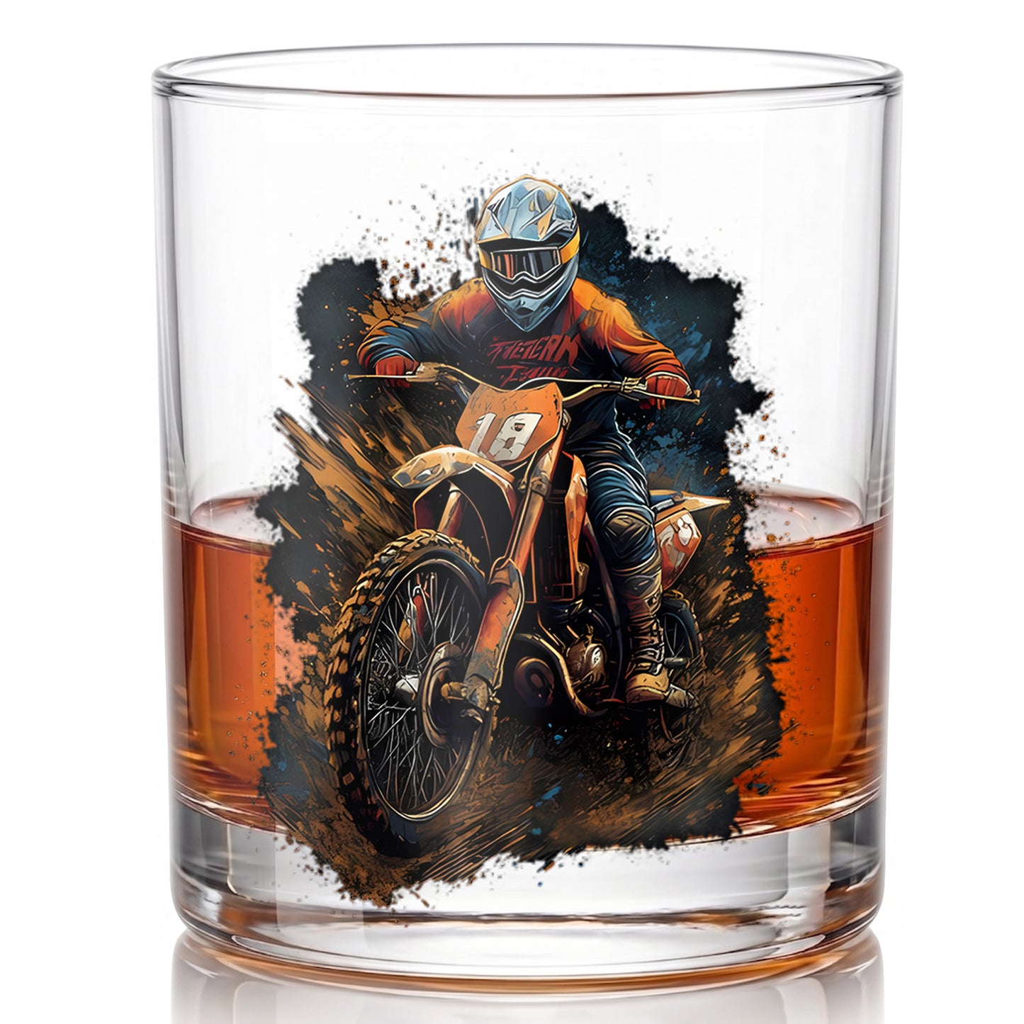 Personalized Motocross Whiskey Glass - Custom Dirt Bike Gift
