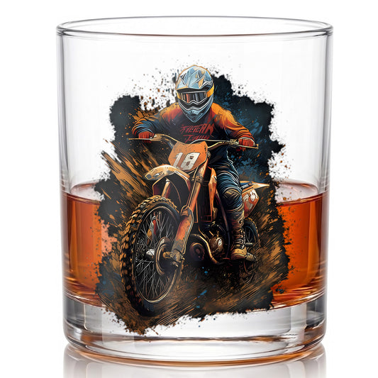 Personalized Motocross Whiskey Glass - Custom Dirt Bike Gift