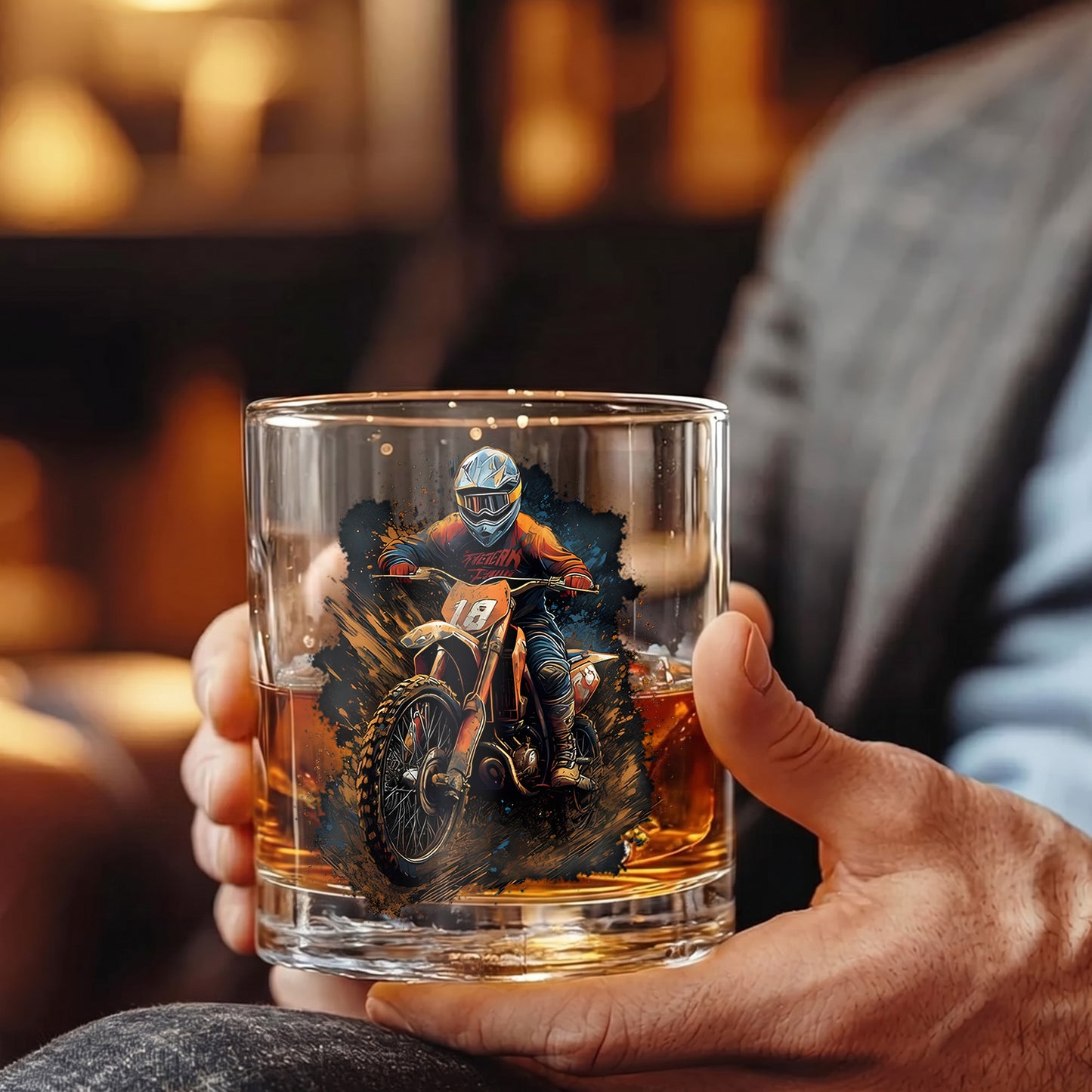 Personalized Motocross Whiskey Glass - Custom Dirt Bike Gift