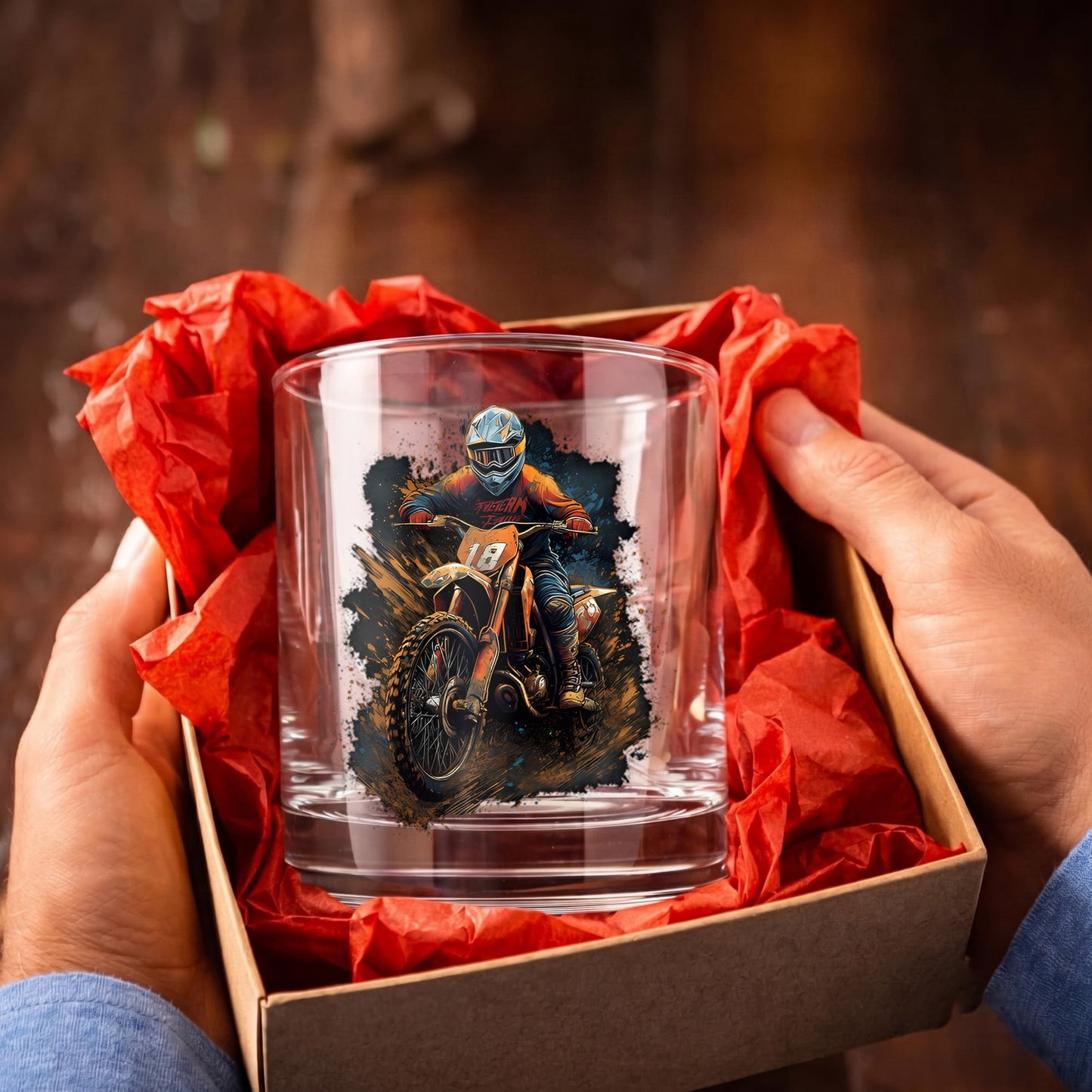 Personalized Motocross Whiskey Glass - Custom Dirt Bike Gift
