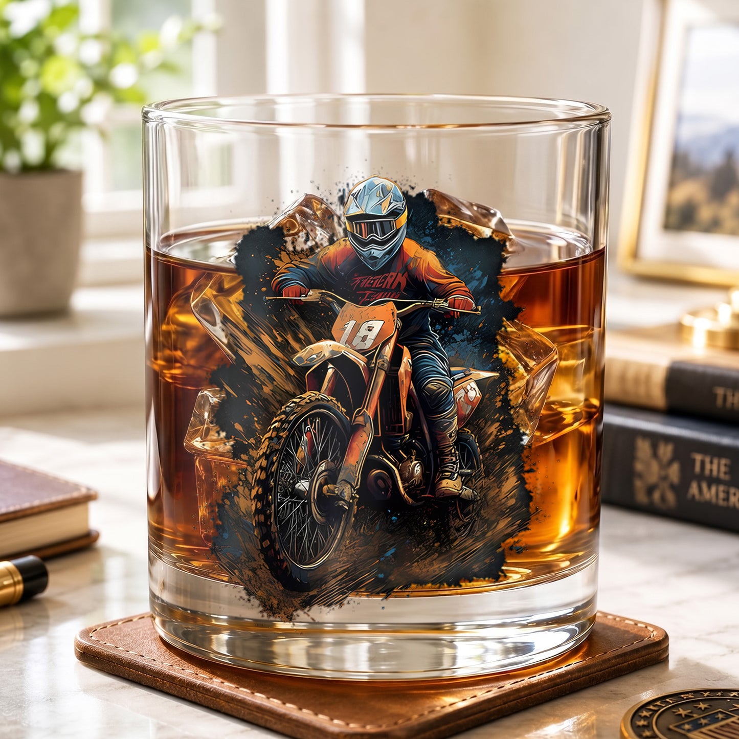 Personalized Motocross Whiskey Glass - Custom Dirt Bike Gift