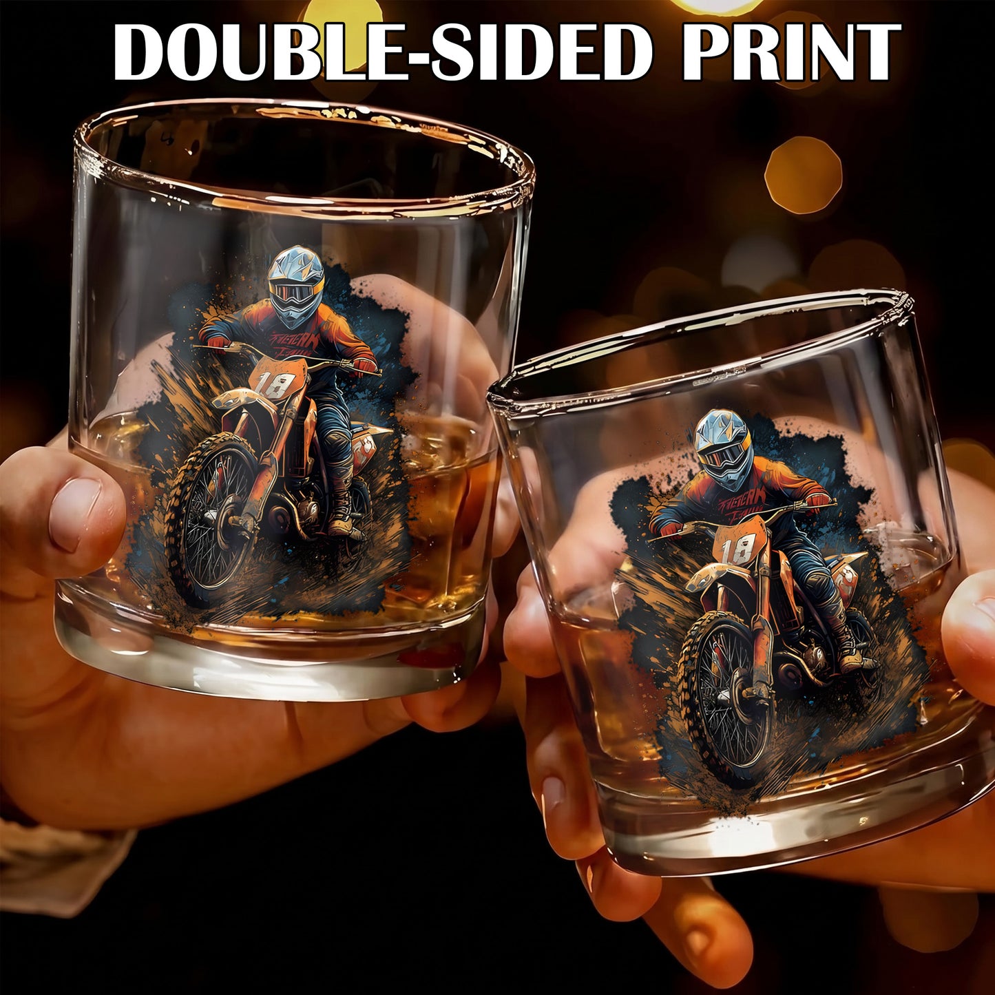 Personalized Motocross Whiskey Glass - Custom Dirt Bike Gift