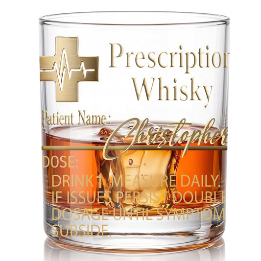 Personalized Prescription Whiskey Glass - Custom Doctor Gag Gift