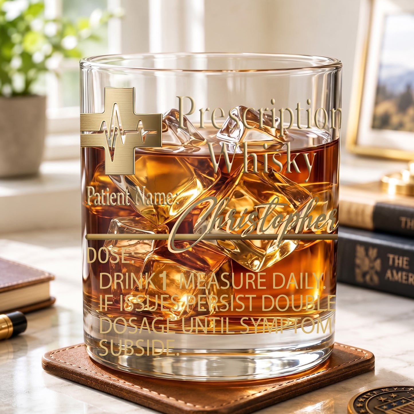 Personalized Prescription Whiskey Glass - Custom Doctor Gag Gift