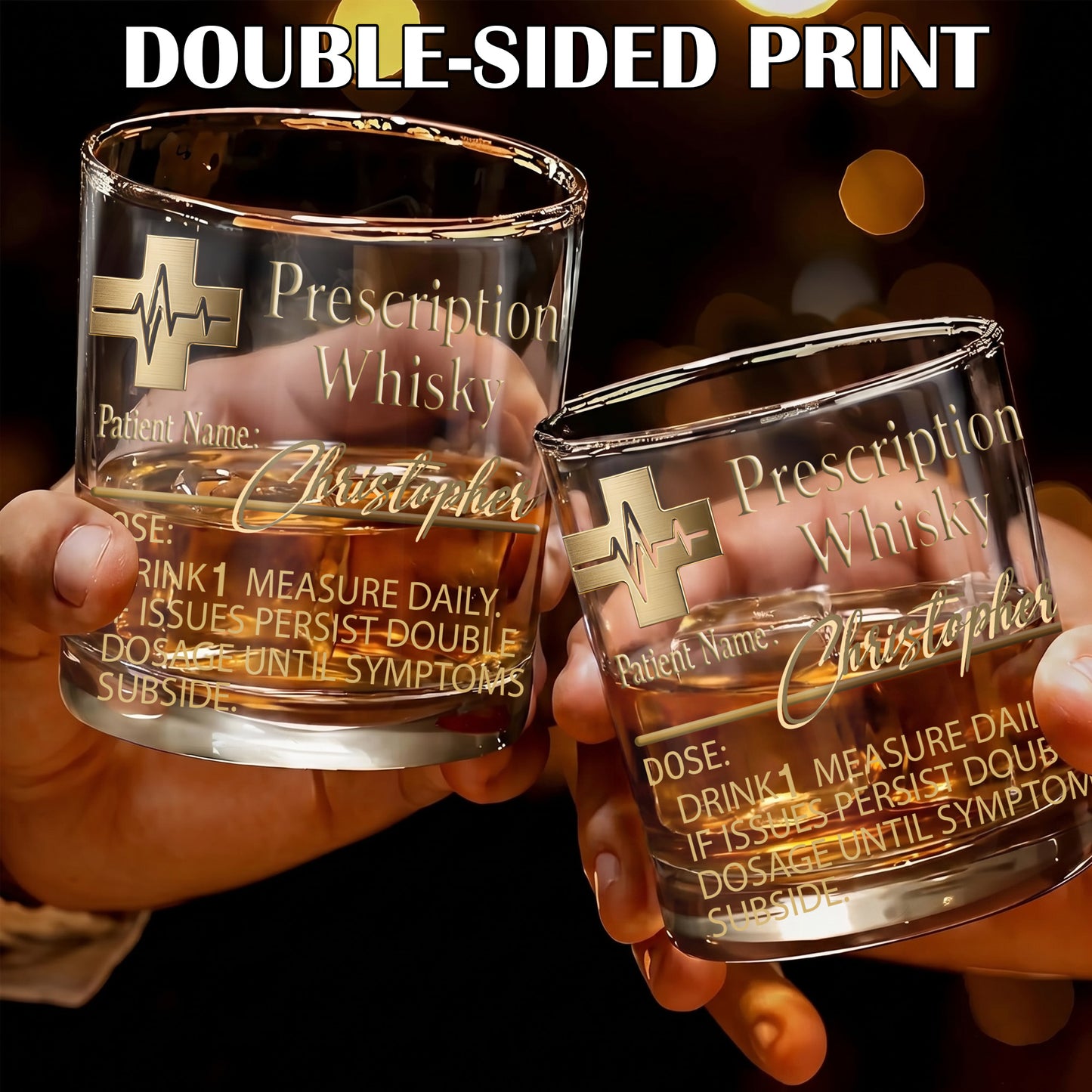 Personalized Prescription Whiskey Glass - Custom Doctor Gag Gift
