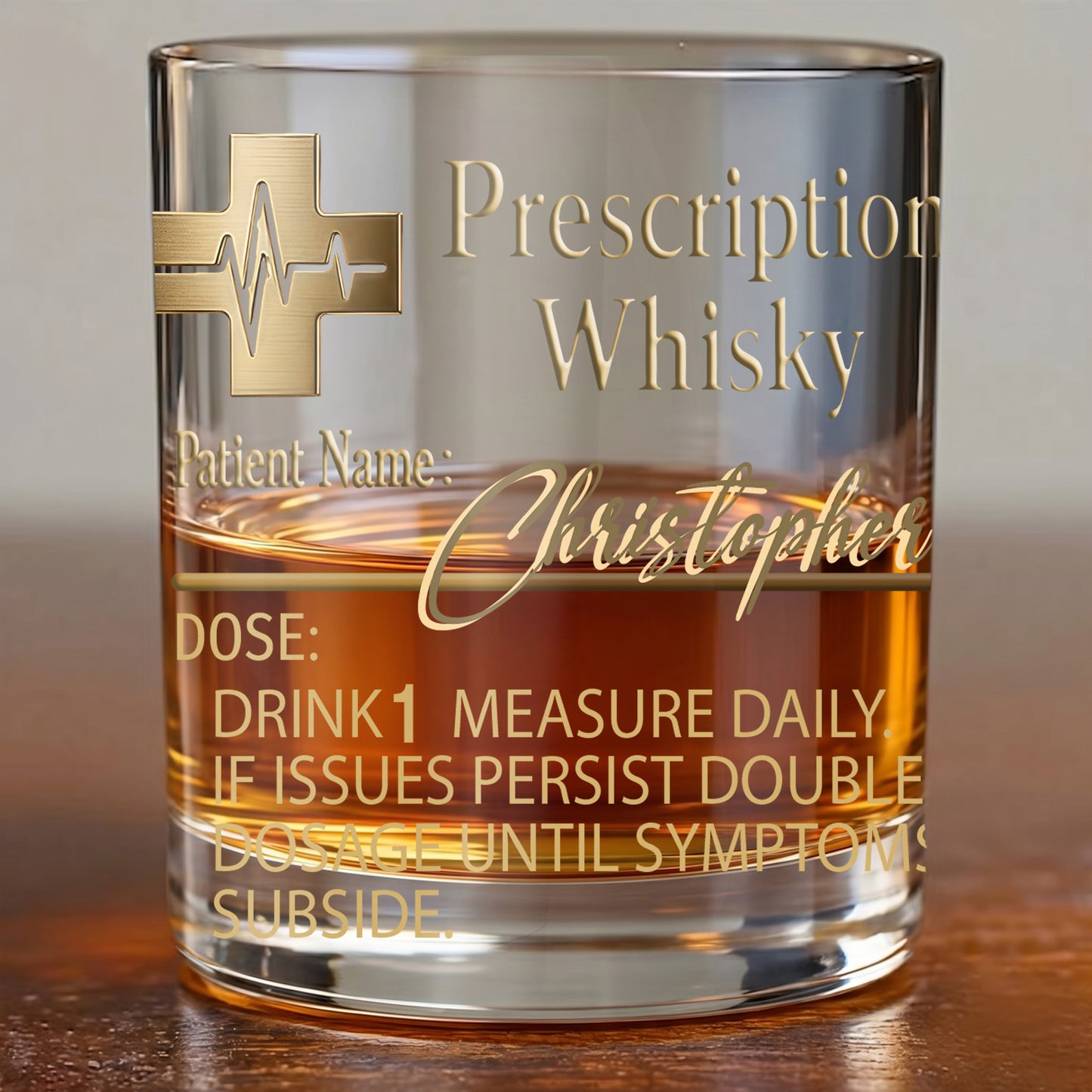 Personalized Prescription Whiskey Glass - Custom Doctor Gag Gift
