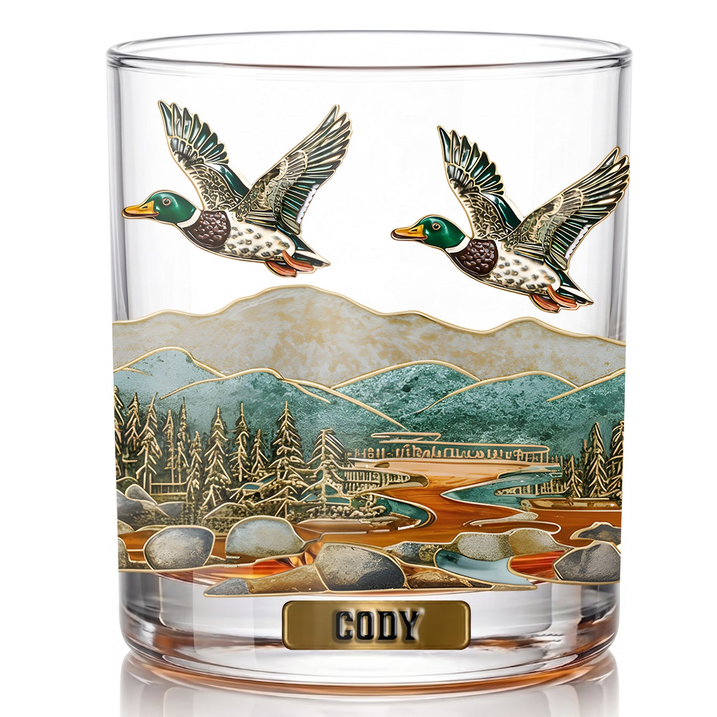 Personalized Duck Hunting Whiskey Glass - Custom Hunter Gift