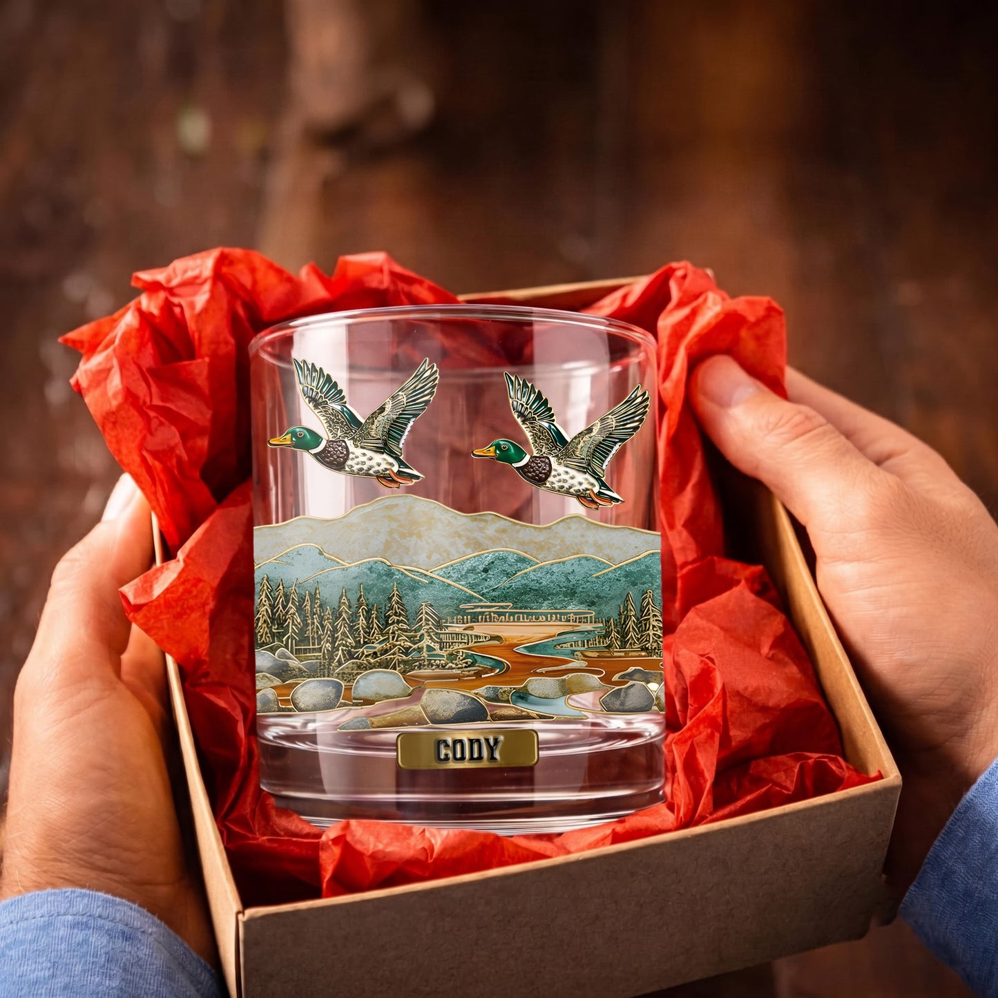 Personalized Duck Hunting Whiskey Glass - Custom Hunter Gift