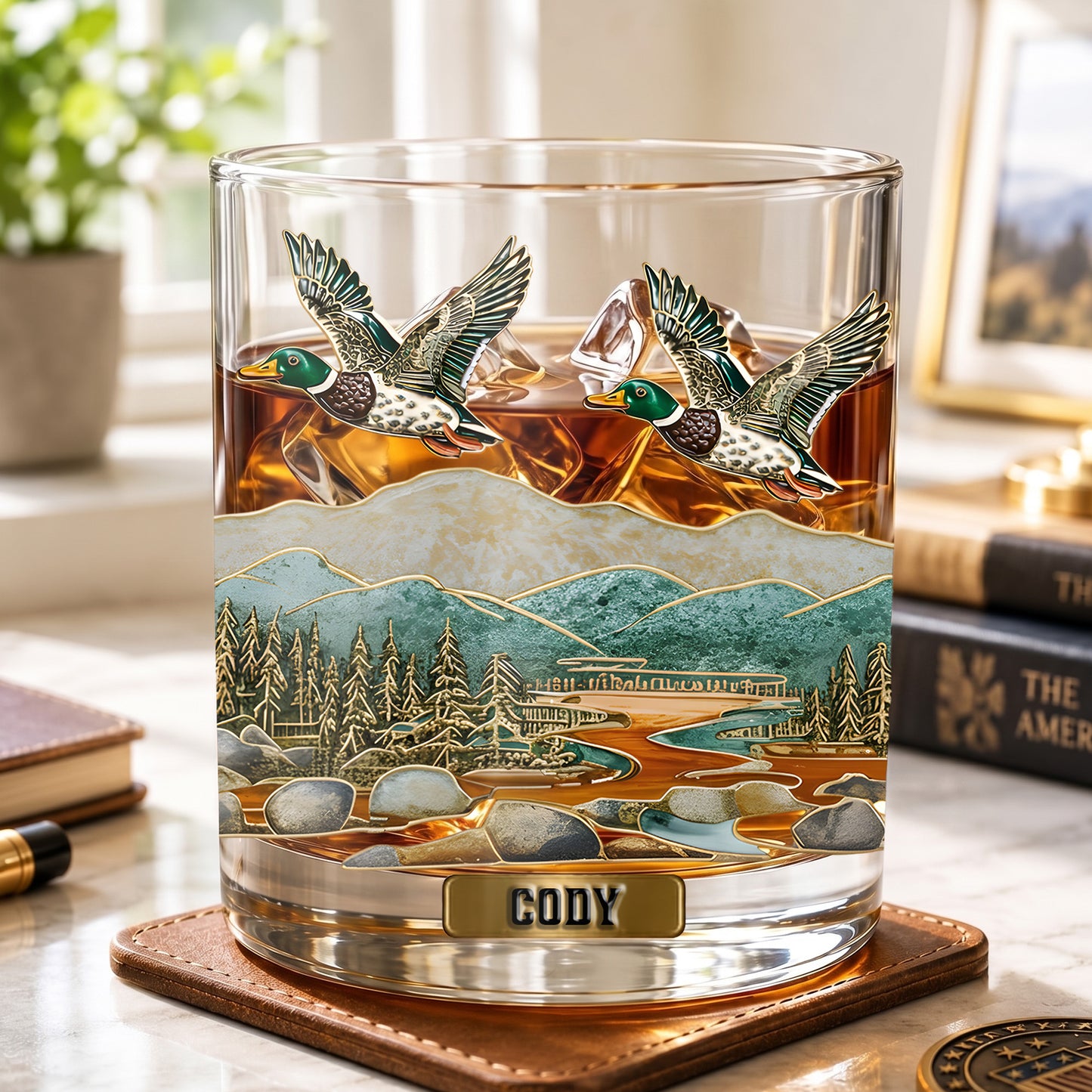 Personalized Duck Hunting Whiskey Glass - Custom Hunter Gift