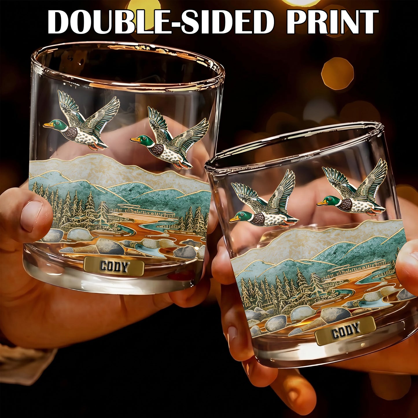 Personalized Duck Hunting Whiskey Glass - Custom Hunter Gift