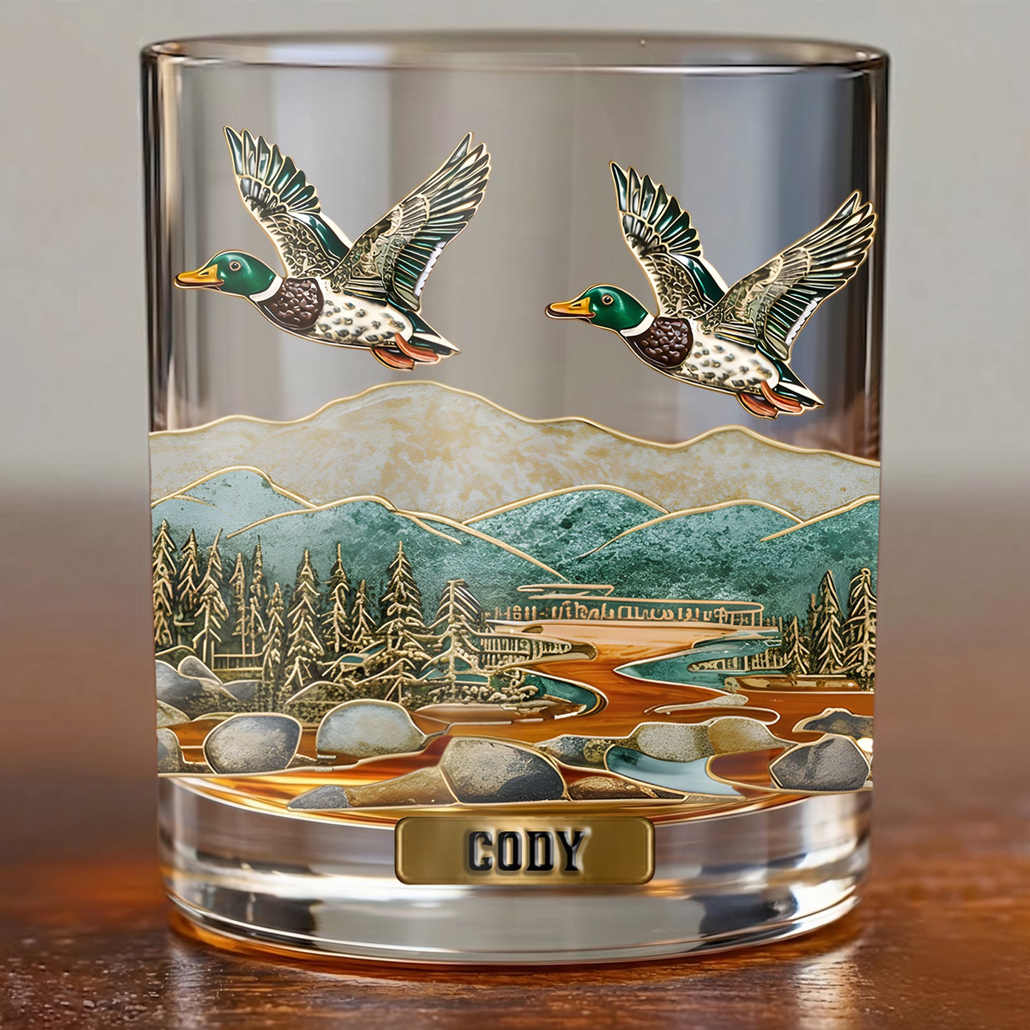 Personalized Duck Hunting Whiskey Glass - Custom Hunter Gift