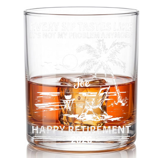 Personalized Retirement Whiskey Glass - Custom Farewell Gift