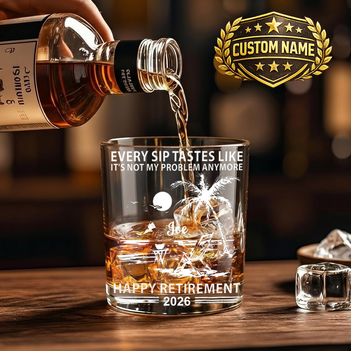 Personalized Retirement Whiskey Glass - Custom Farewell Gift
